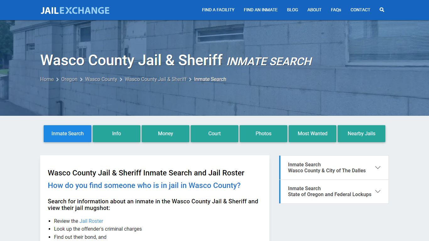 Wasco County Jail & Sheriff Inmate Search - Jail Exchange